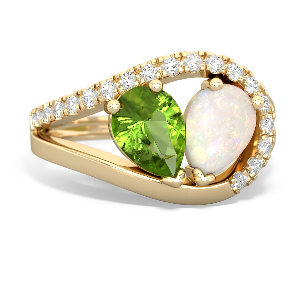 Peridot Nestled Heart Keepsake 14K Yellow Gold ring R5650