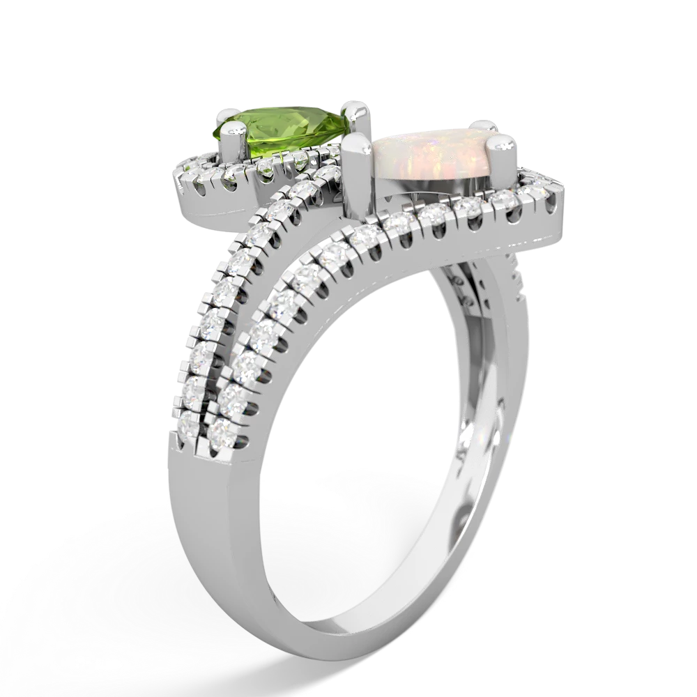 Peridot Diamond Dazzler 14K White Gold ring R3000