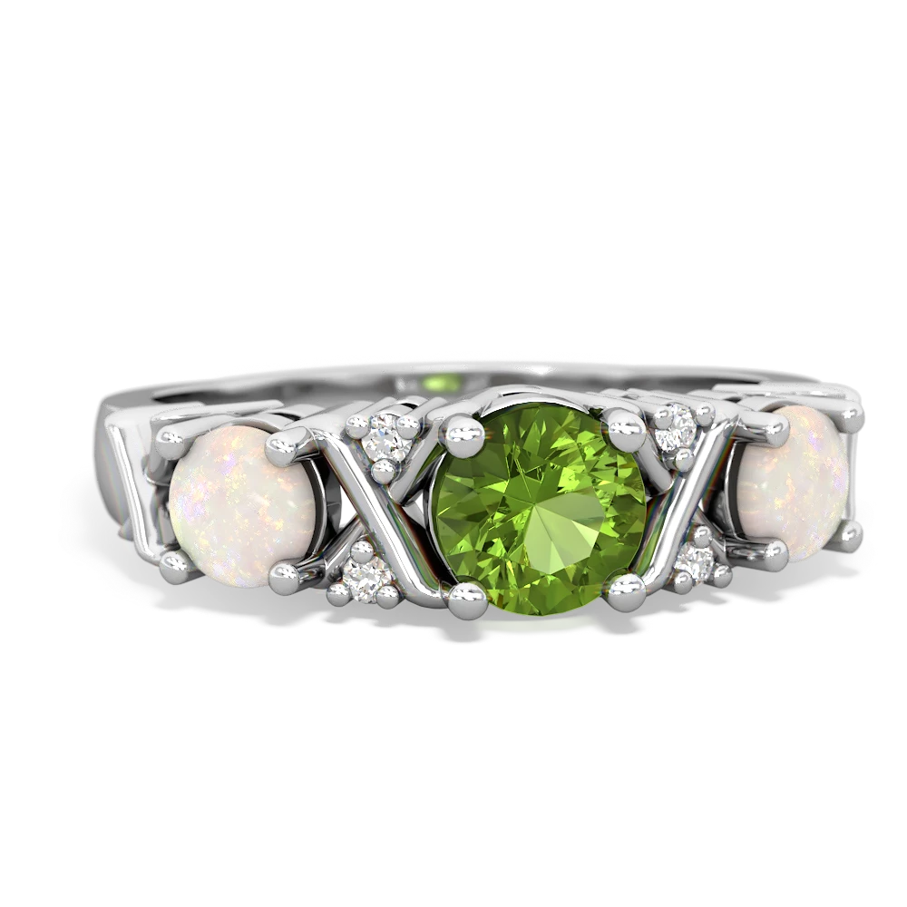 Peridot Hugs And Kisses 14K White Gold ring R5016