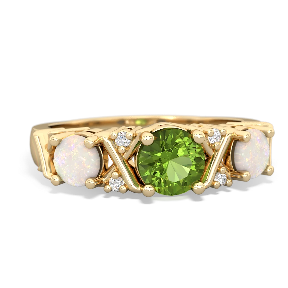 Peridot Hugs And Kisses 14K Yellow Gold ring R5016