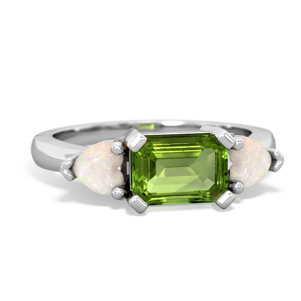 Peridot Three Stone 14K White Gold ring R5235