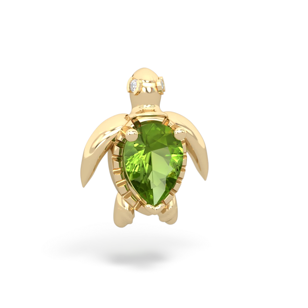 Peridot Baby Sea Turtle 14K Yellow Gold pendant P5241