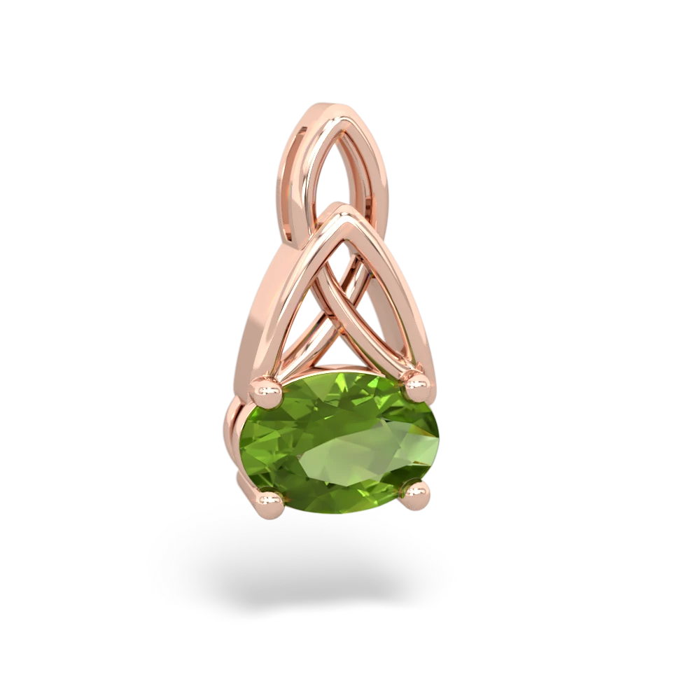 Peridot Celtic Trinity Knot 14K Rose Gold pendant P2389