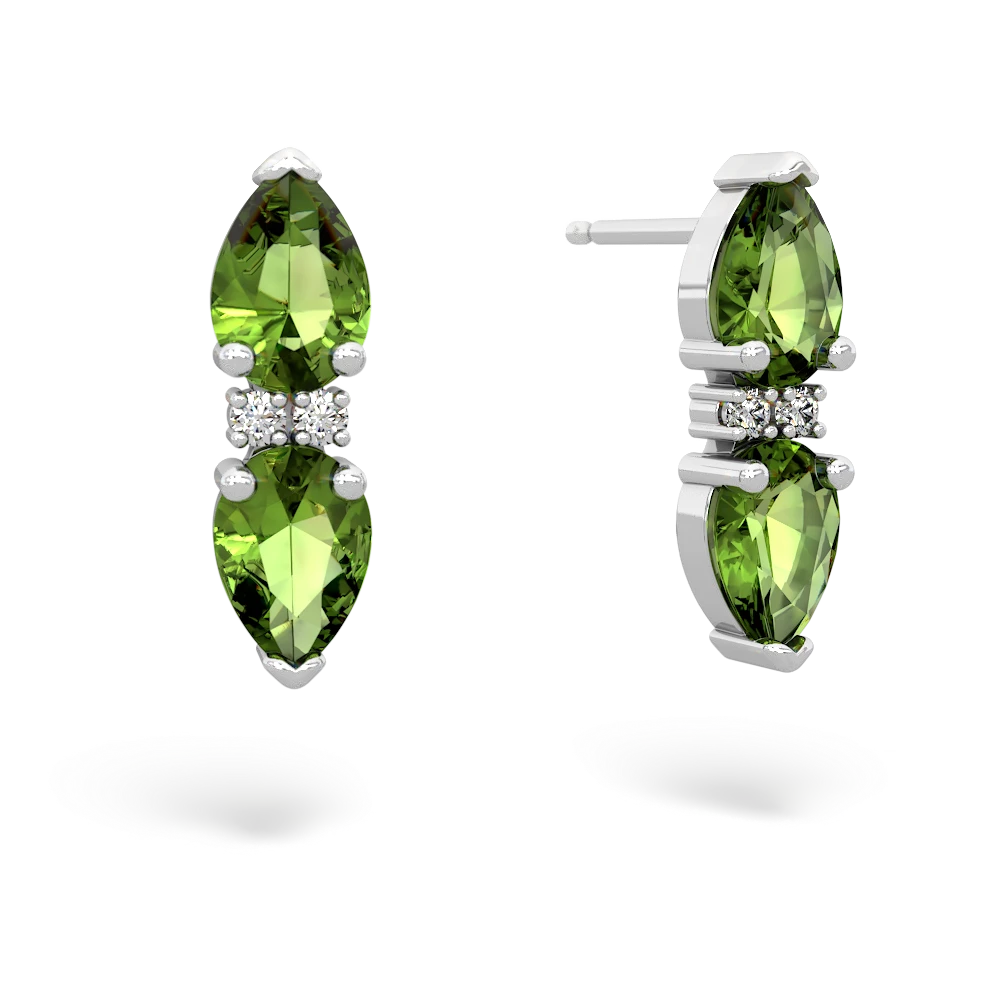 Peridot Bowtie Drop 14K White Gold earrings E0865