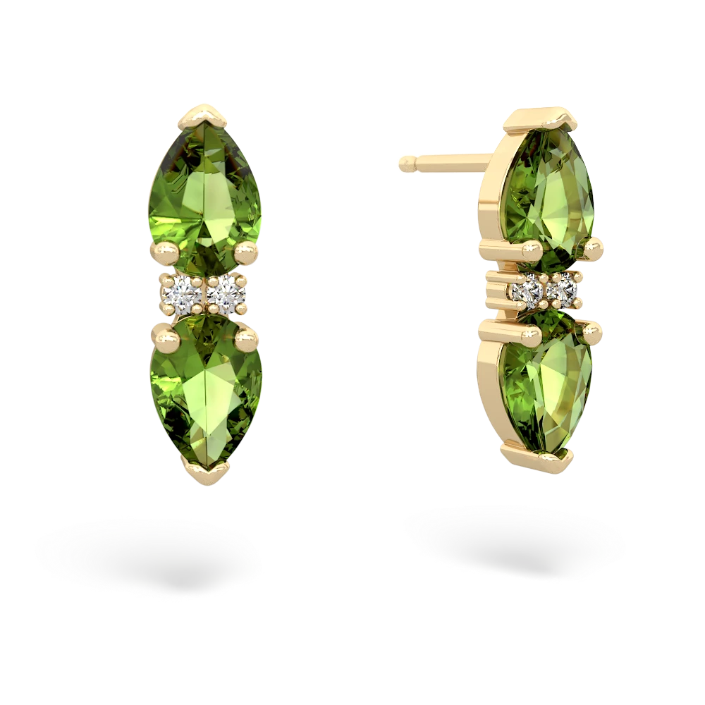 Peridot Bowtie Drop 14K Yellow Gold earrings E0865