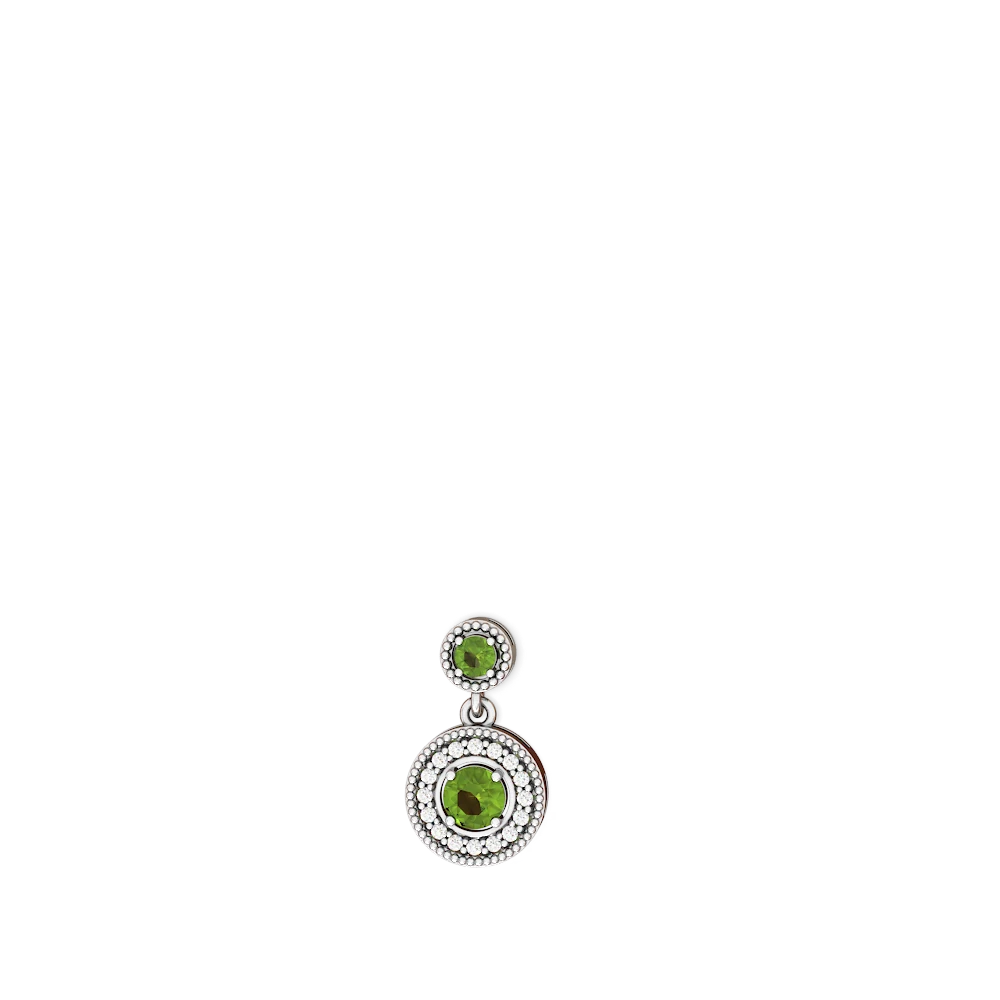 Peridot Halo Dangle 14K White Gold earrings E5319