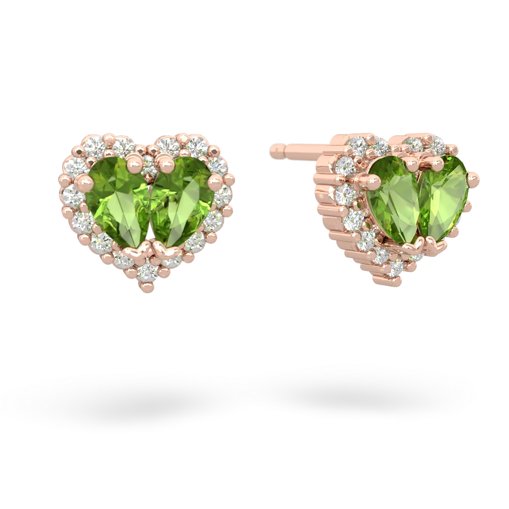 Peridot Halo 14K Rose Gold earrings E7008