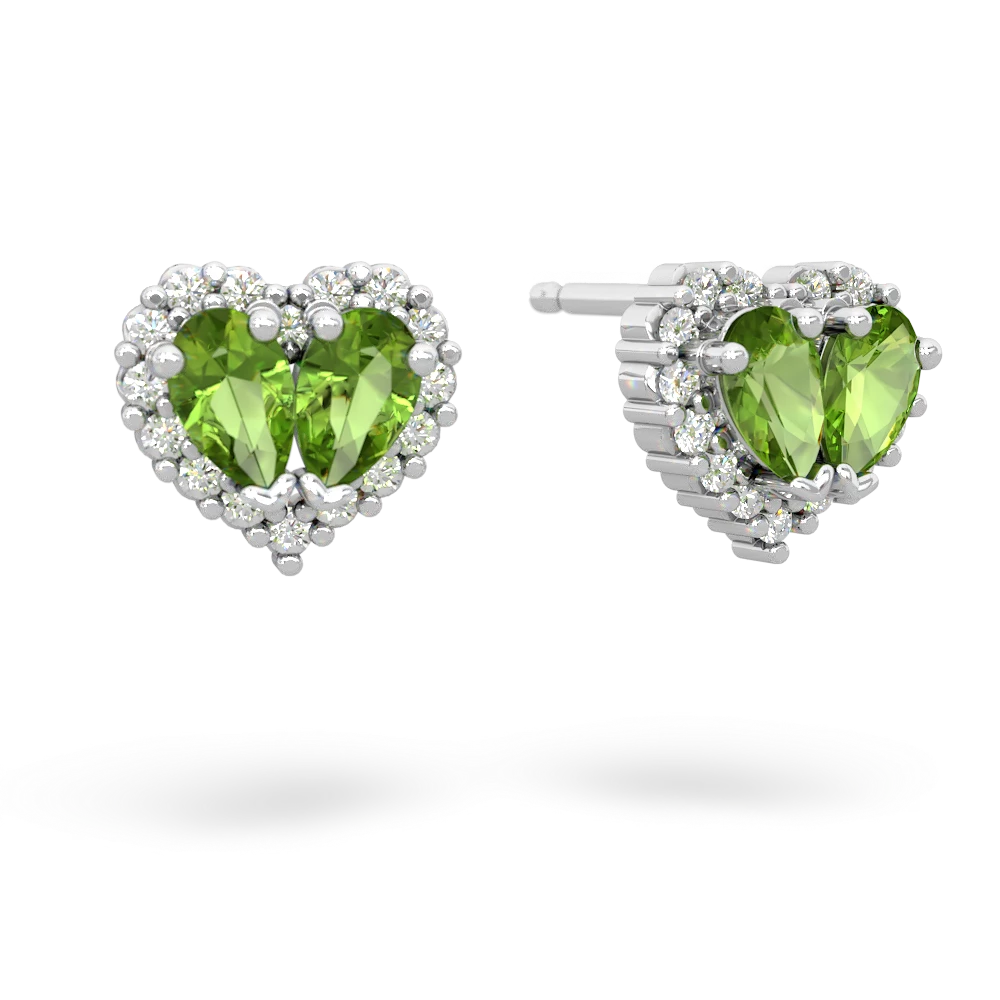 Peridot Halo 14K White Gold earrings E7008