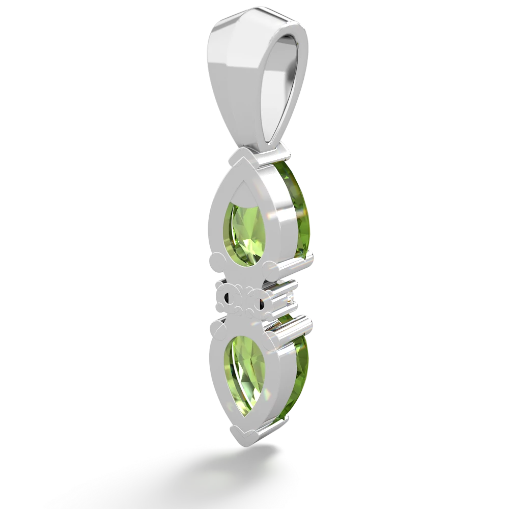 Peridot Bowtie Drop 14K White Gold pendant P0865