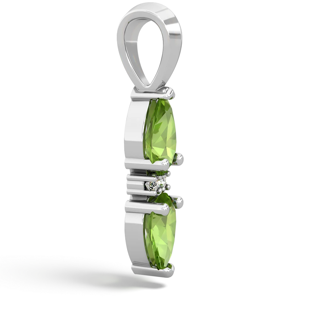 Peridot Bowtie Drop 14K White Gold pendant P0865