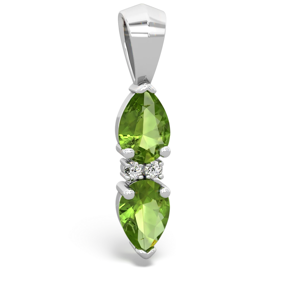 Peridot Bowtie Drop 14K White Gold pendant P0865