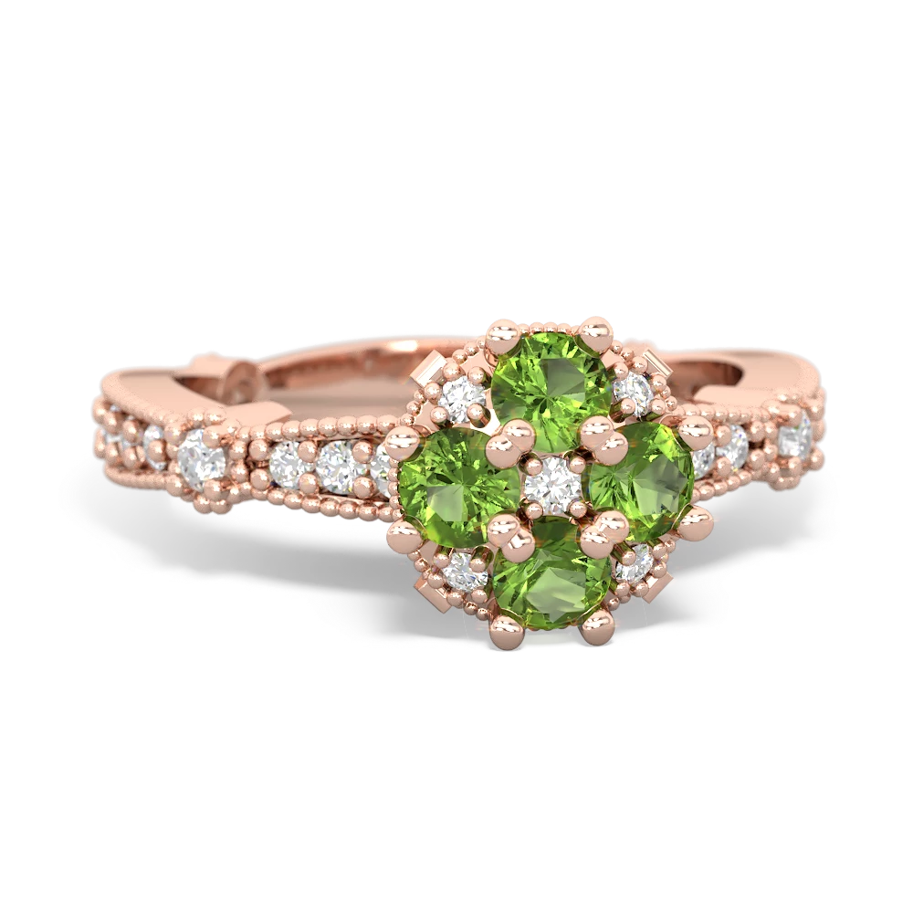 Peridot Sparkling Tiara Cluster 14K Rose Gold ring R26293RD