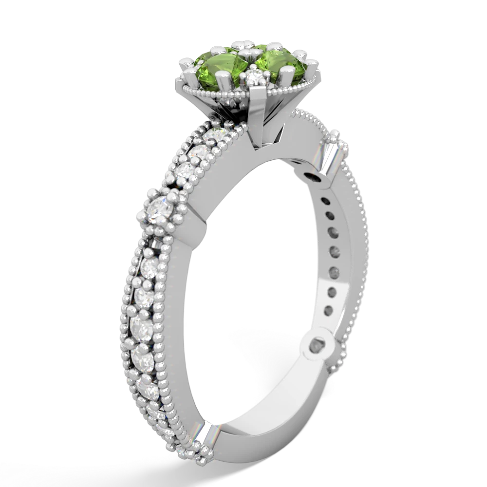 Peridot Sparkling Tiara Cluster 14K White Gold ring R26293RD