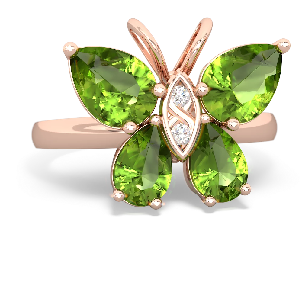 Peridot Butterfly 14K Rose Gold ring R2215