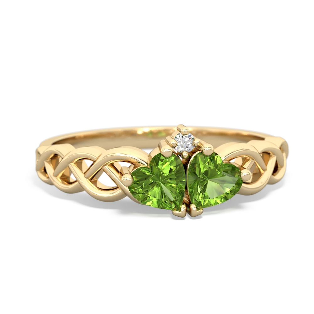 Peridot Heart To Heart Braid 14K Yellow Gold ring R5870