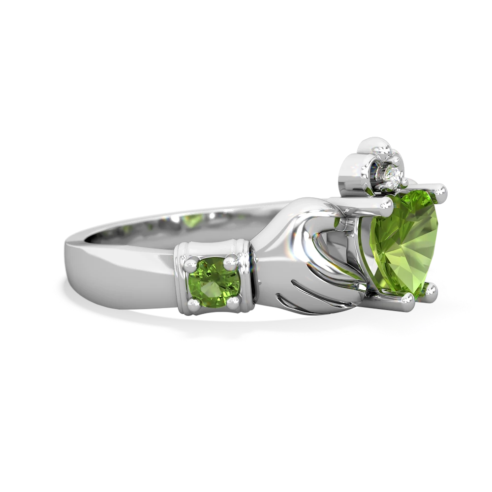 Lab Emerald Claddagh Keepsake 14K White Gold ring R5245