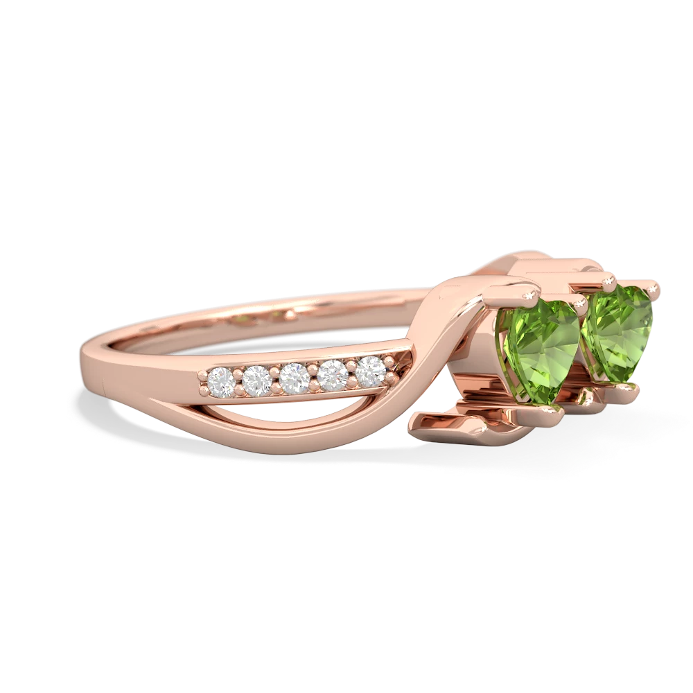 Peridot Side By Side 14K Rose Gold ring R3090