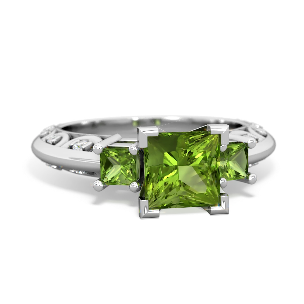 Peridot Eternal Embrace Engagement 14K White Gold ring C2001