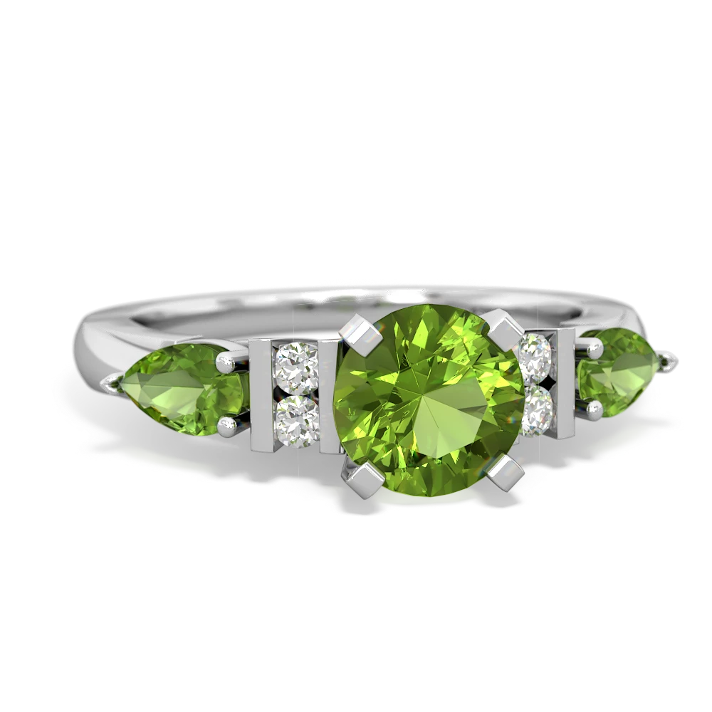 Emerald 6Mm Round Eternal Embrace Engagement 14K White Gold ring R2005