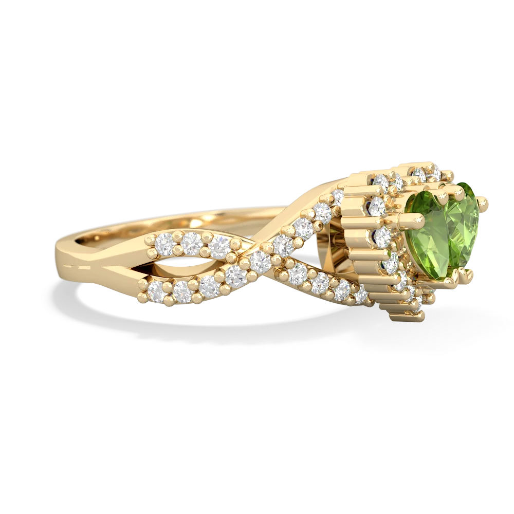 Peridot Diamond Twist 'One Heart' 14K Yellow Gold ring R2640HRT