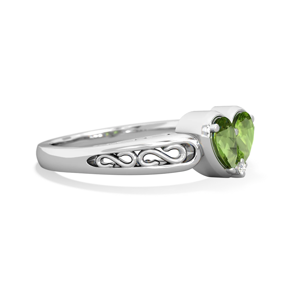 Peridot Filligree 'One Heart' 14K White Gold ring R5070