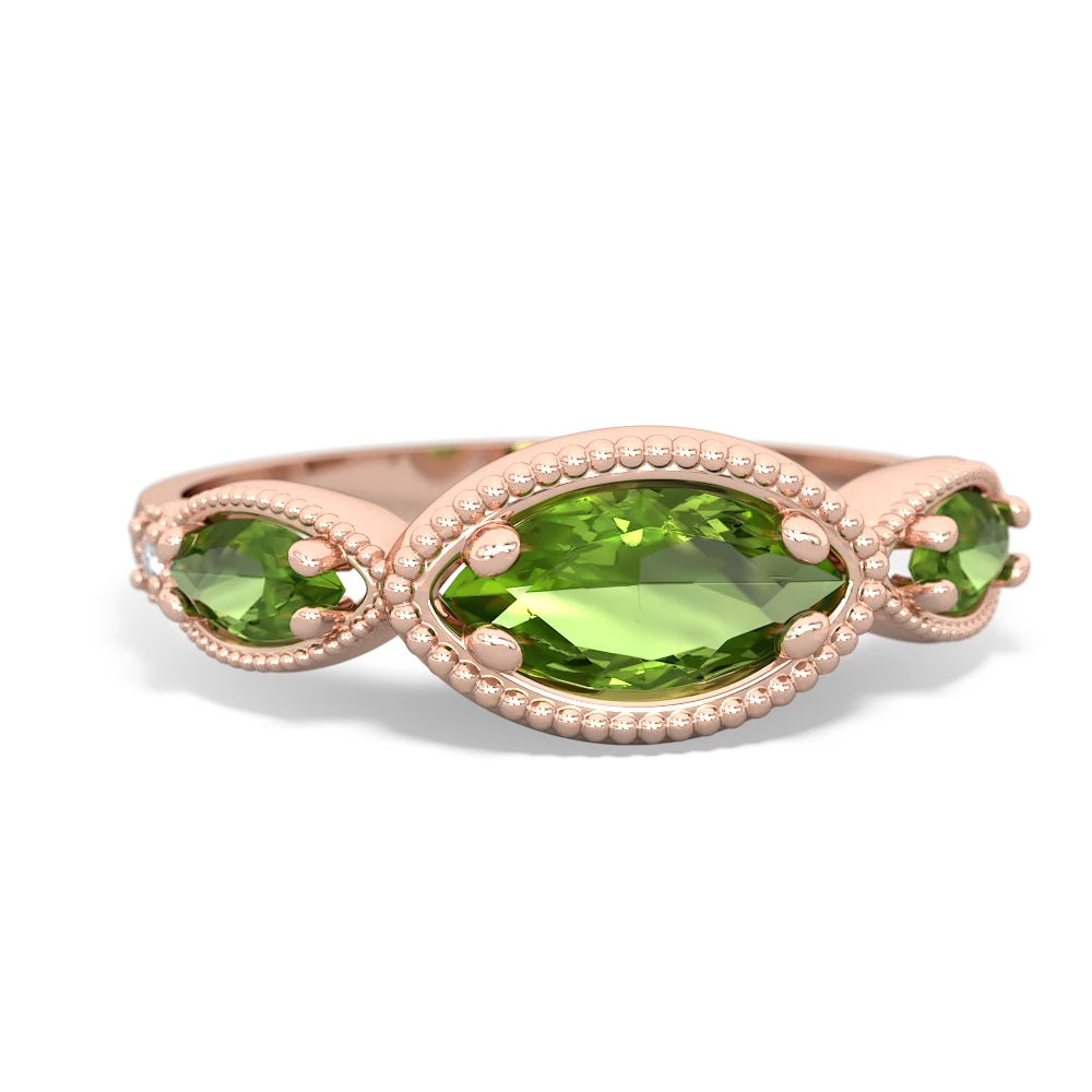 Peridot Milgrain Marquise 14K Rose Gold ring R5700