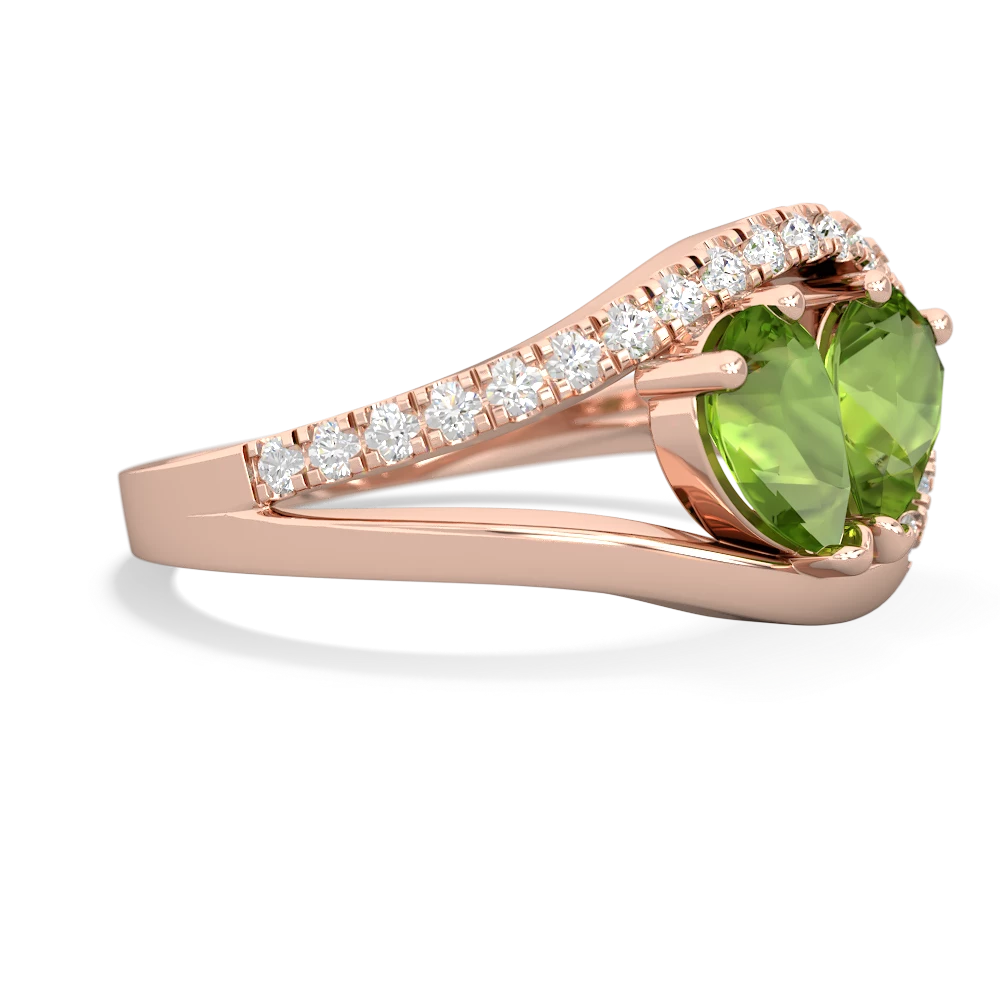 Peridot Nestled Heart Keepsake 14K Rose Gold ring R5650