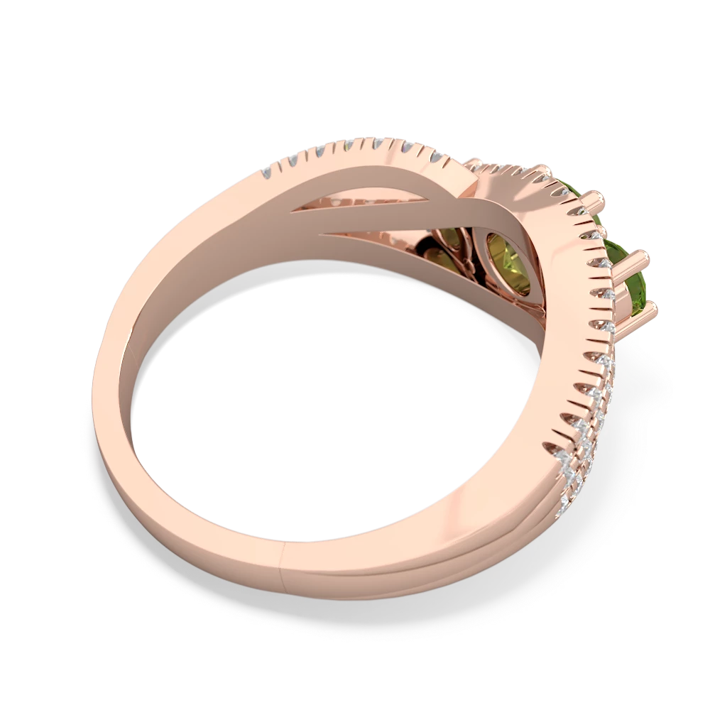 Lab Ruby Three Stone Aurora 14K Rose Gold ring R3080