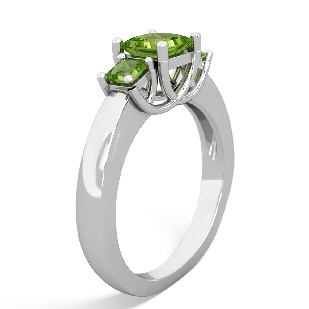 Lab Emerald Three Stone Trellis 14K White Gold ring R4015