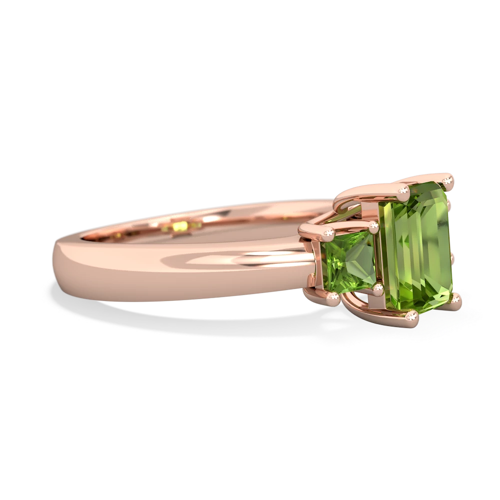 Ruby Three Stone Emerald-Cut Trellis 14K Rose Gold ring R4021