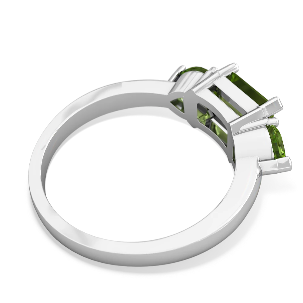 Lab Emerald Three Stone 14K White Gold ring R5235