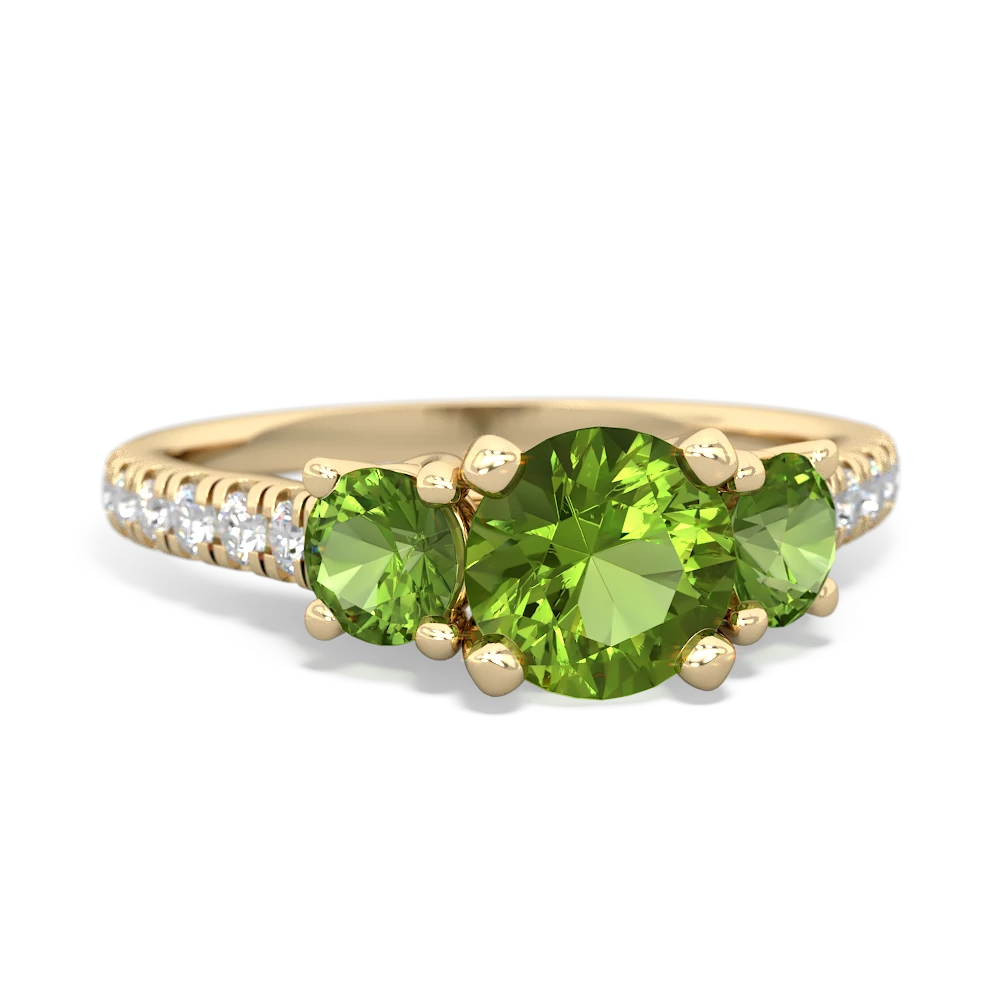 Peridot Pave Trellis 14K Yellow Gold ring R5500