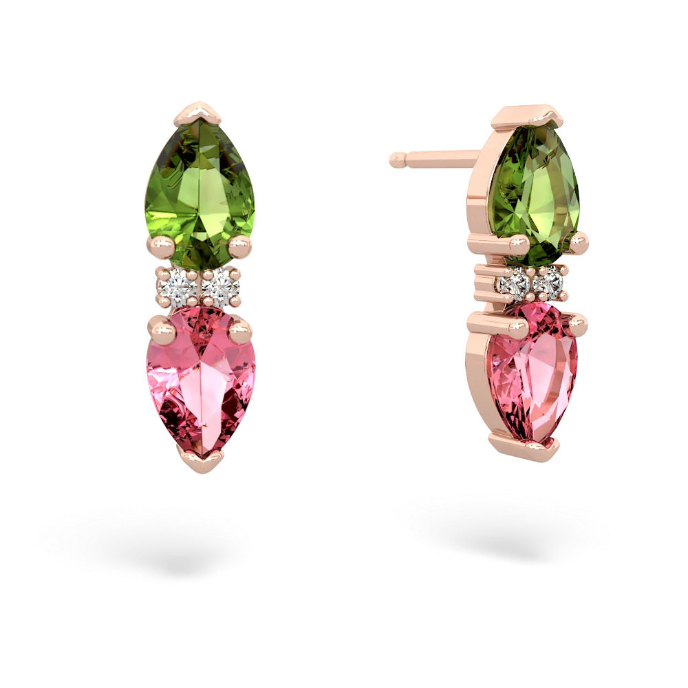 Peridot Bowtie Drop 14K Rose Gold earrings E0865