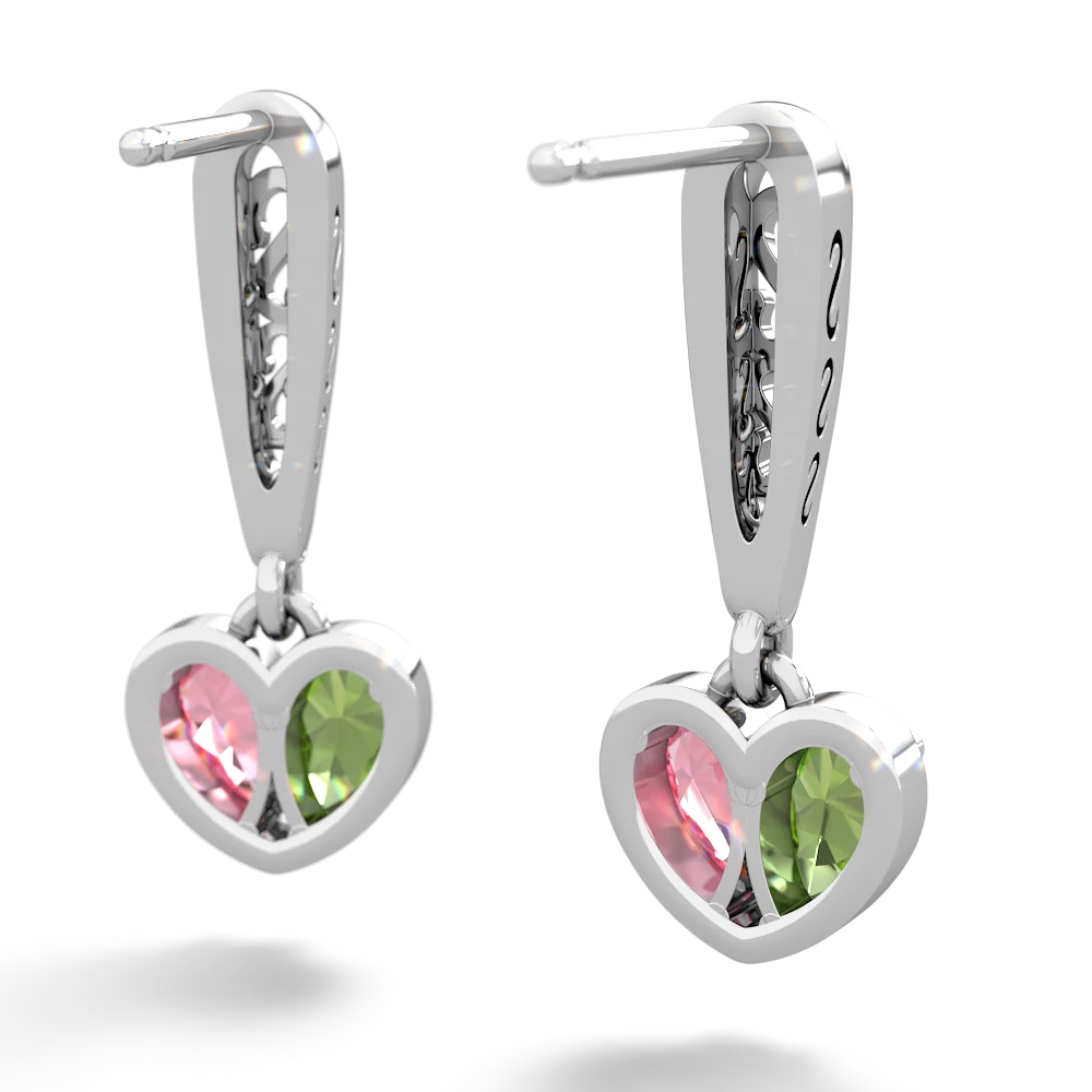 Peridot Filligree Heart 14K White Gold earrings E5070