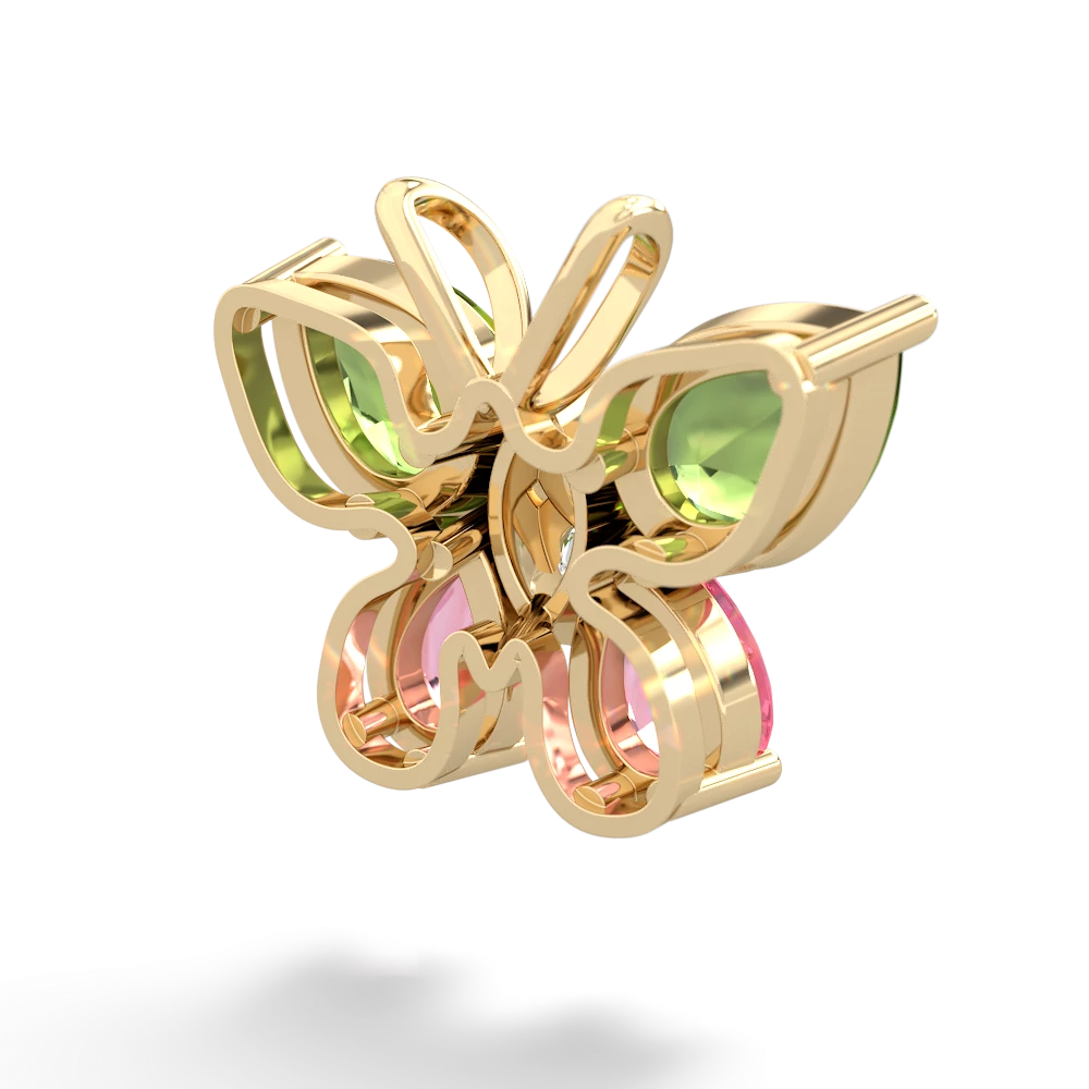 Peridot Butterfly 14K Yellow Gold pendant P2215