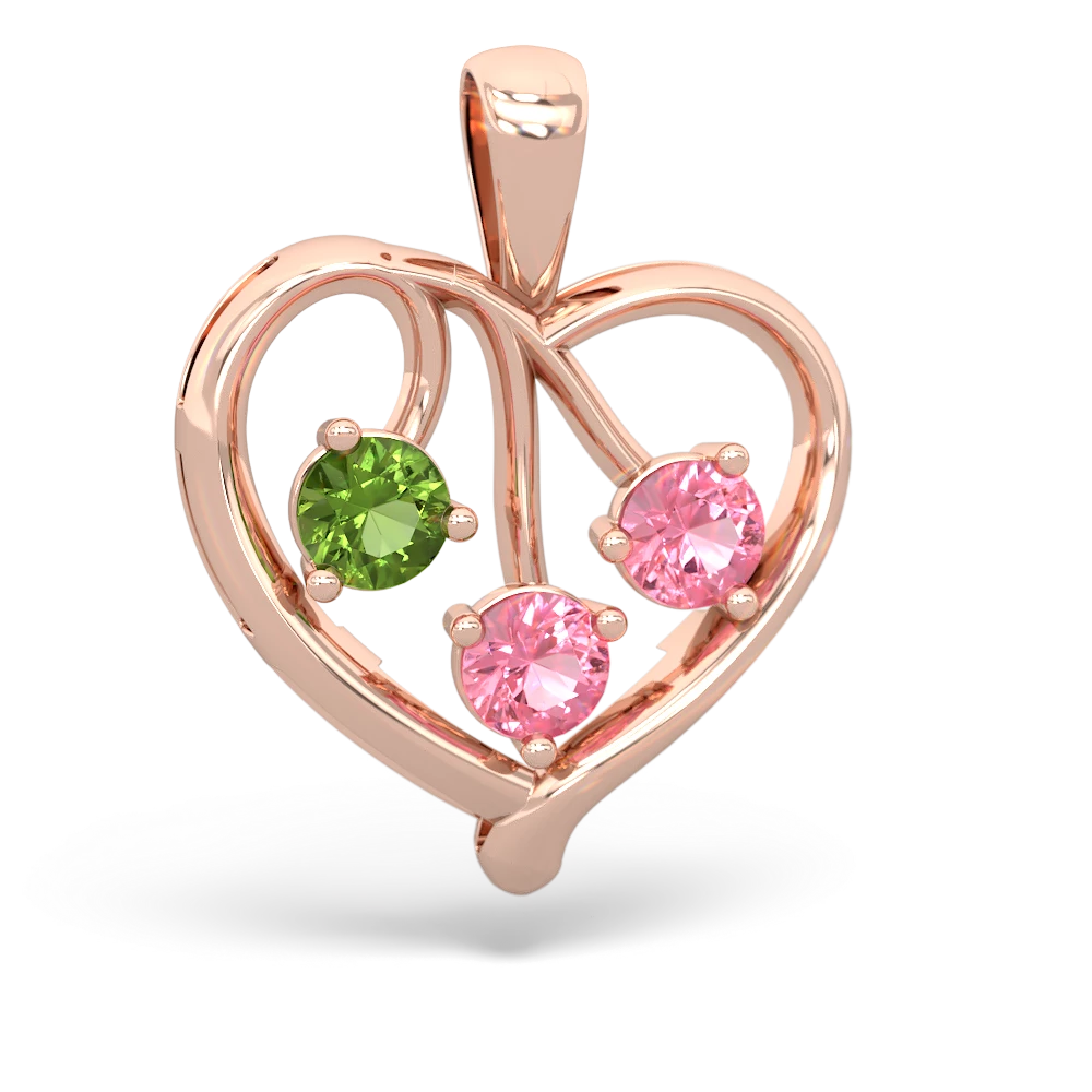 Peridot Glowing Heart 14K Rose Gold pendant P2233