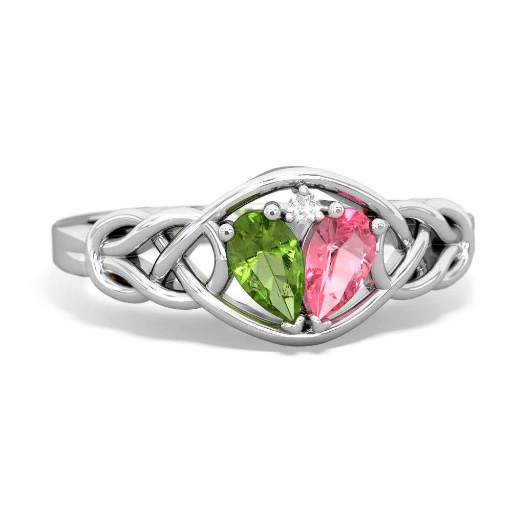 Peridot Celtic Love Knot 14K White Gold ring R5420