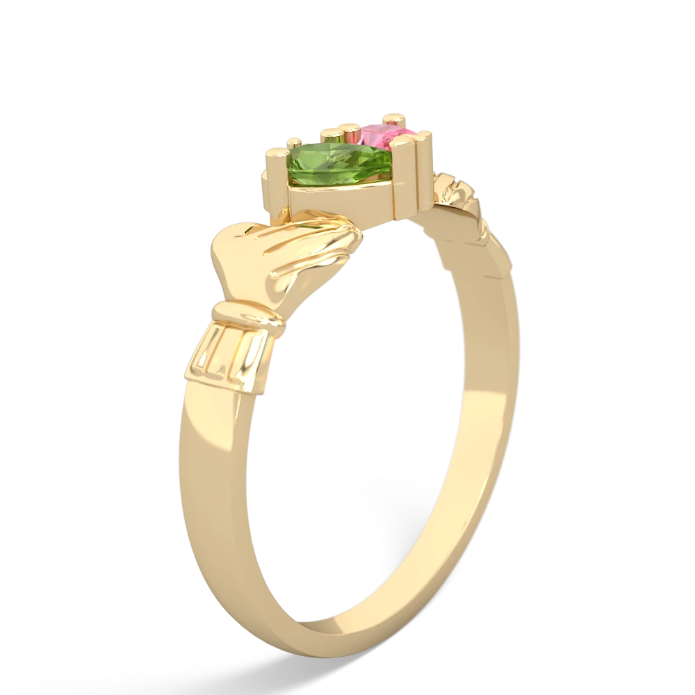 Peridot 'Our Heart' Claddagh 14K Yellow Gold ring R2388