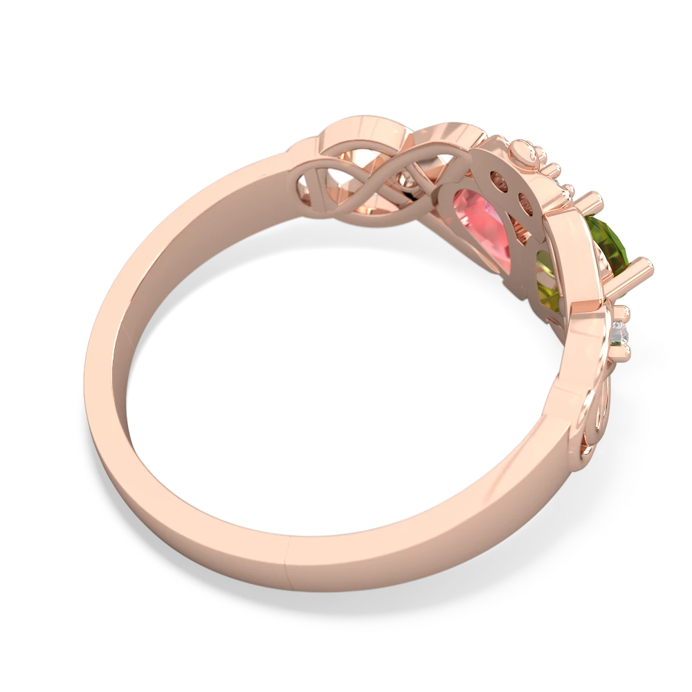 Peridot 'One Heart' Celtic Knot Claddagh 14K Rose Gold ring R5322