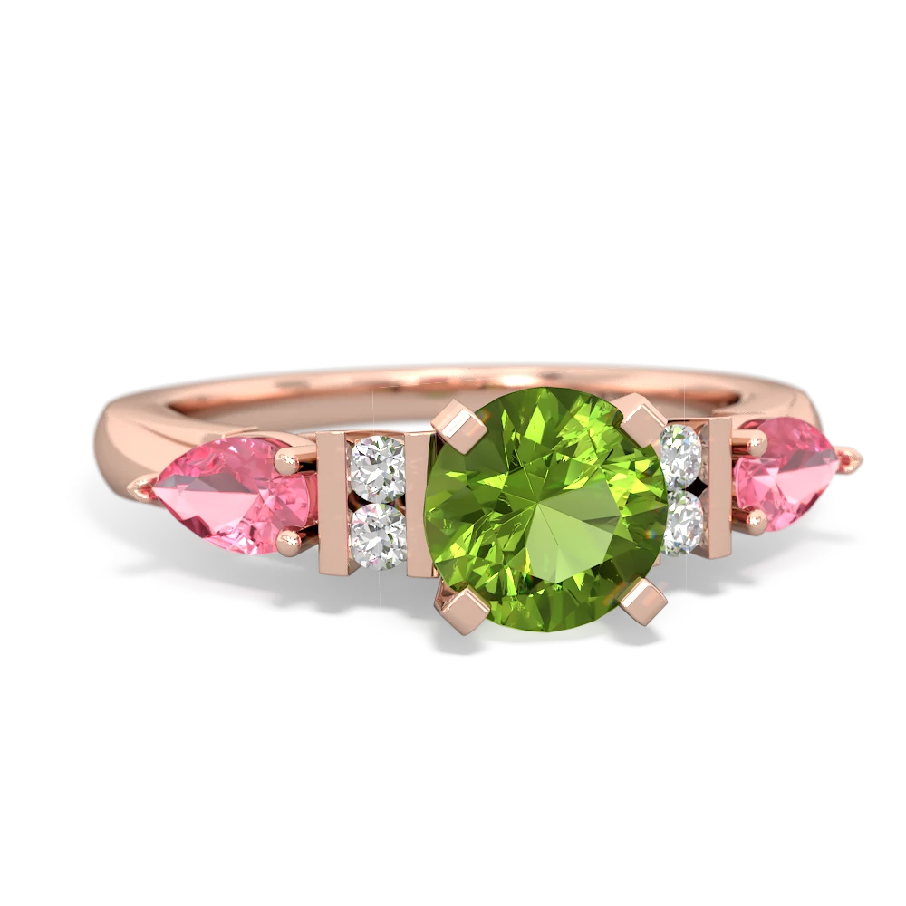 Peridot 6Mm Round Eternal Embrace Engagement 14K Rose Gold ring R2005