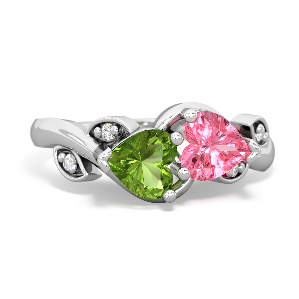 Peridot Floral Elegance 14K White Gold ring R5790