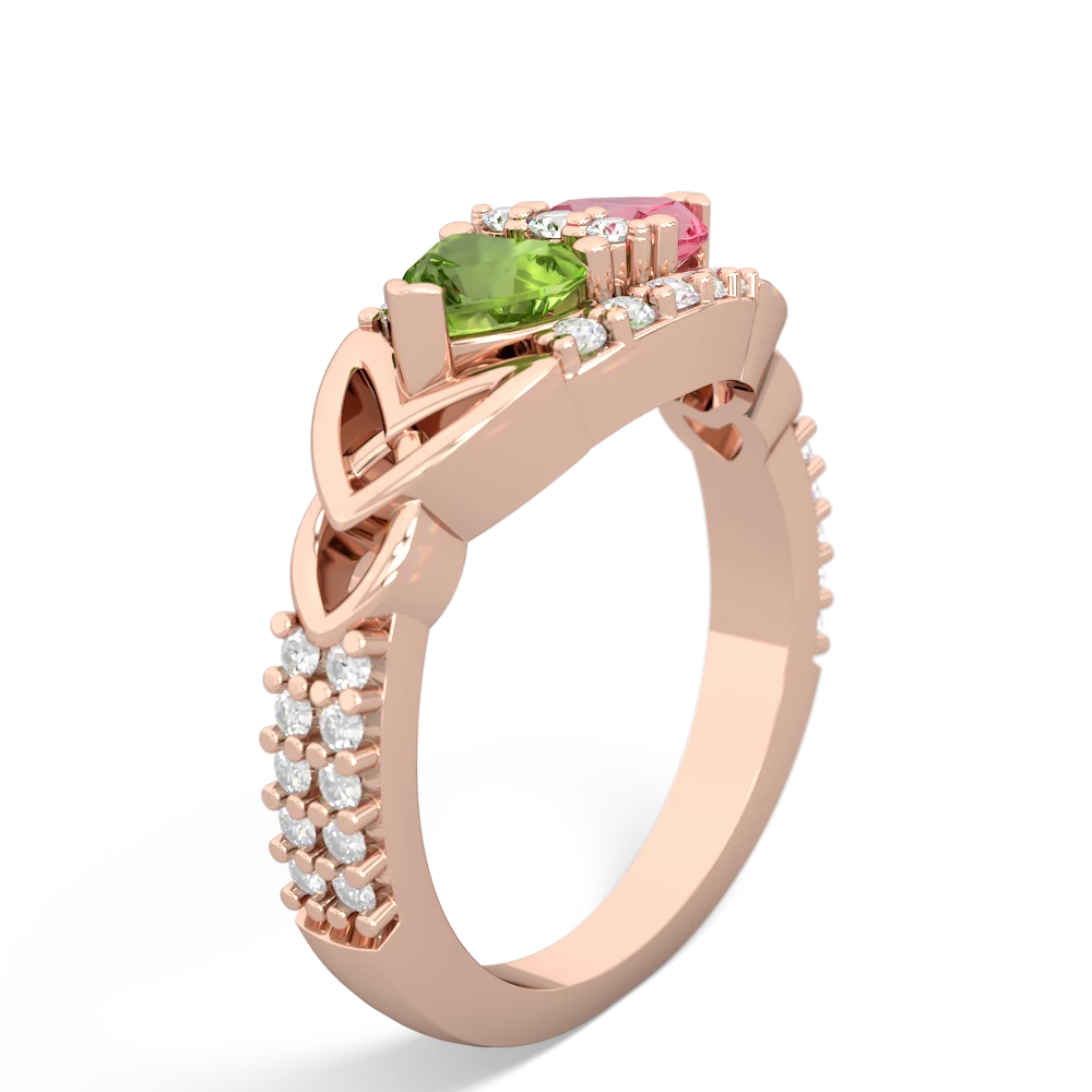 Peridot Sparkling Celtic Knot 14K Rose Gold ring R2645