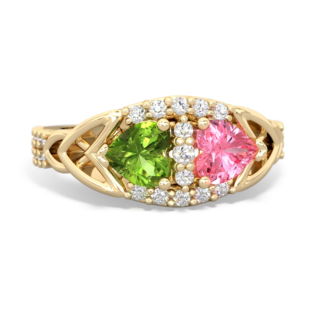 Peridot Sparkling Celtic Knot 14K Yellow Gold ring R2645