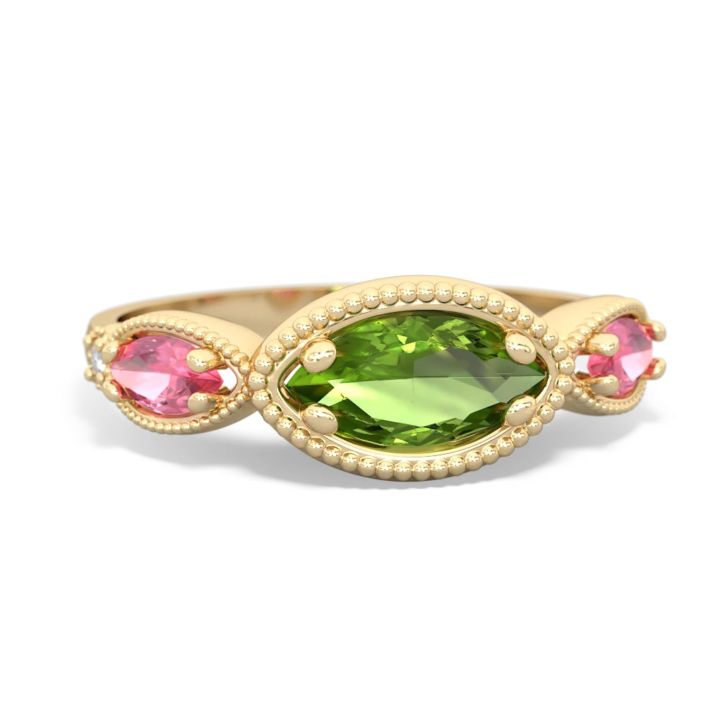 Peridot Milgrain Marquise 14K Yellow Gold ring R5700