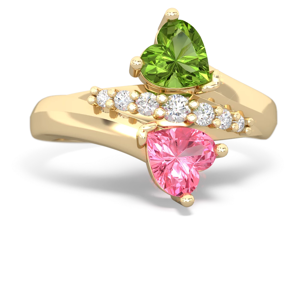 Peridot Heart To Heart 14K Yellow Gold ring R2064