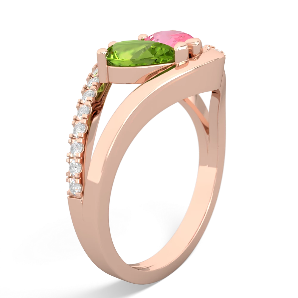 Peridot Nestled Heart Keepsake 14K Rose Gold ring R5650