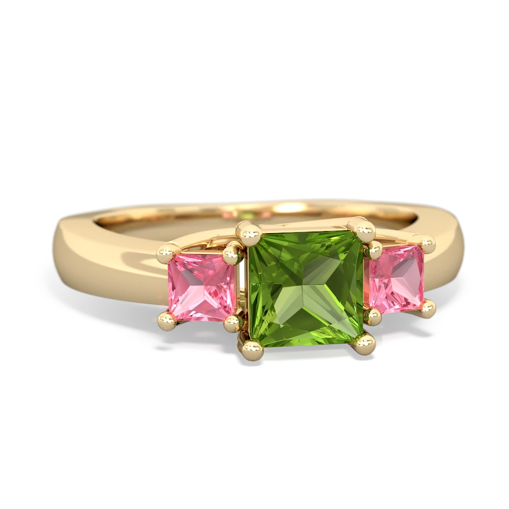 Peridot Three Stone Trellis 14K Yellow Gold ring R4015