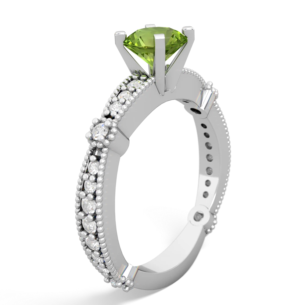 Peridot Sparkling Tiara 6Mm Round 14K White Gold ring R26296RD