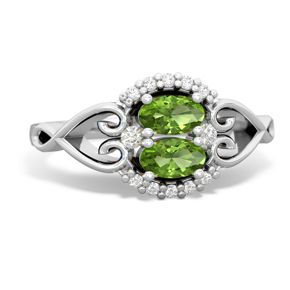 Peridot Love Nest 14K White Gold ring R5860