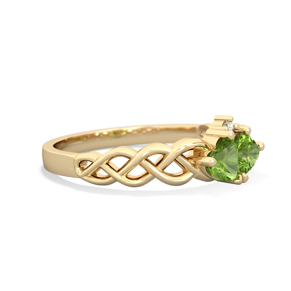 Peridot Heart To Heart Braid 14K Yellow Gold ring R5870